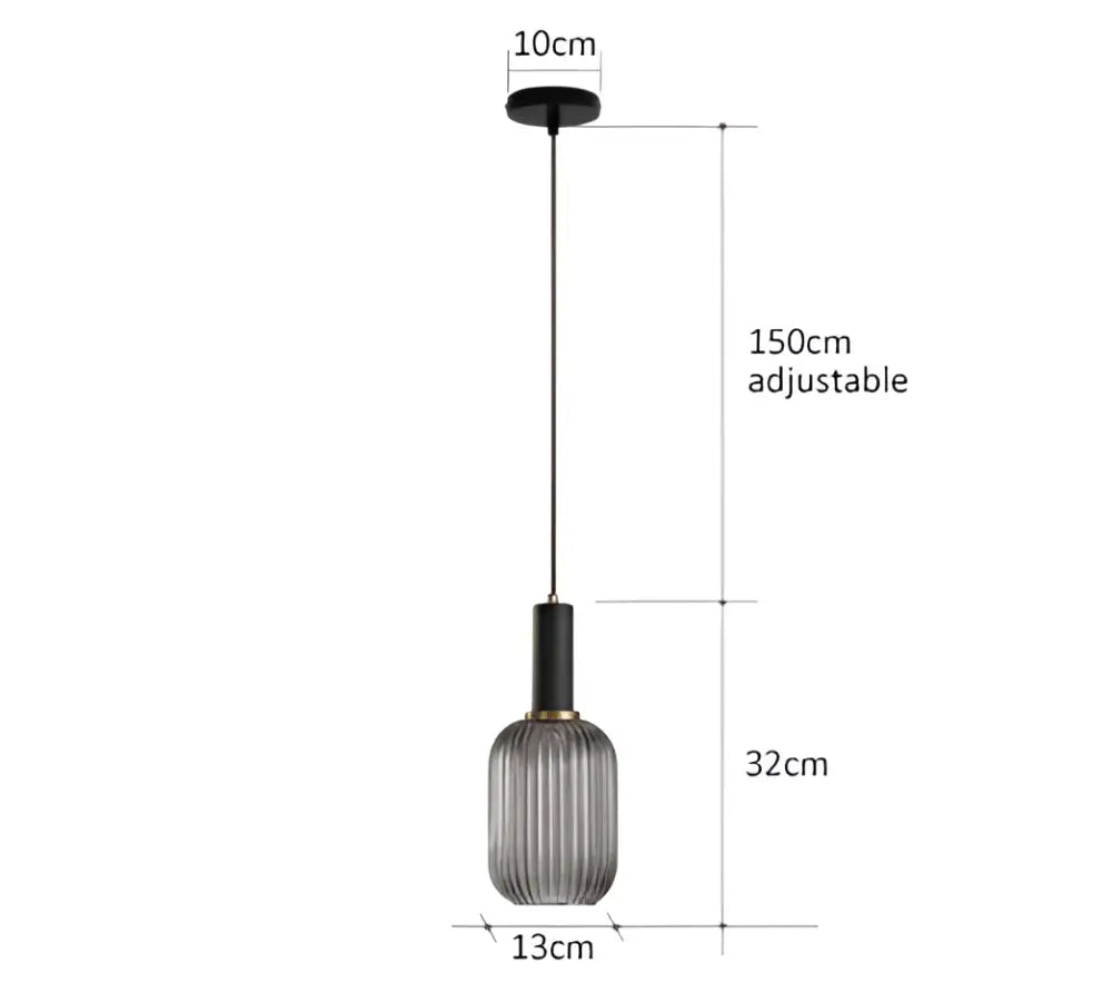 Ribbed amber glass pendant lights dining room led hanging lighting