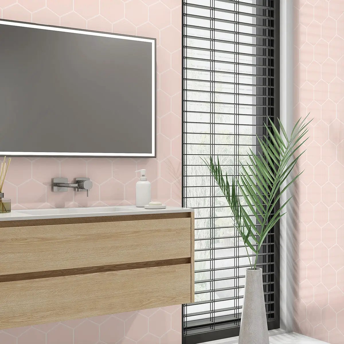 Blush Glossy Hexagon 5 Ceramic Tiles 5