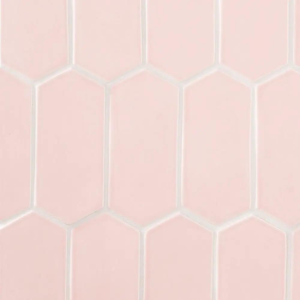 Blush Glossy Picket Ceramic Tiles 3x6