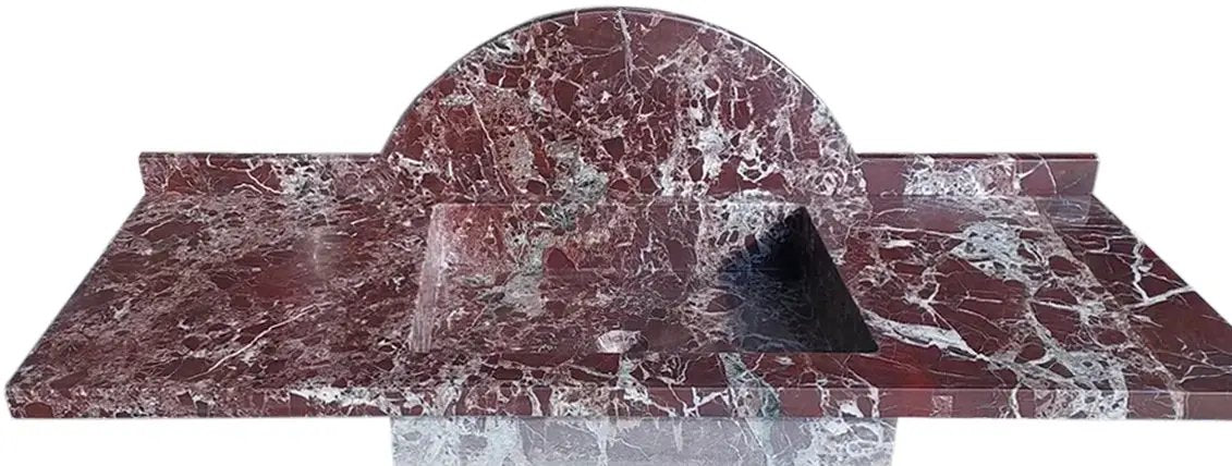 Rosso Levanto Red Marble Wall Mount Sink 52 Inch Rectangular