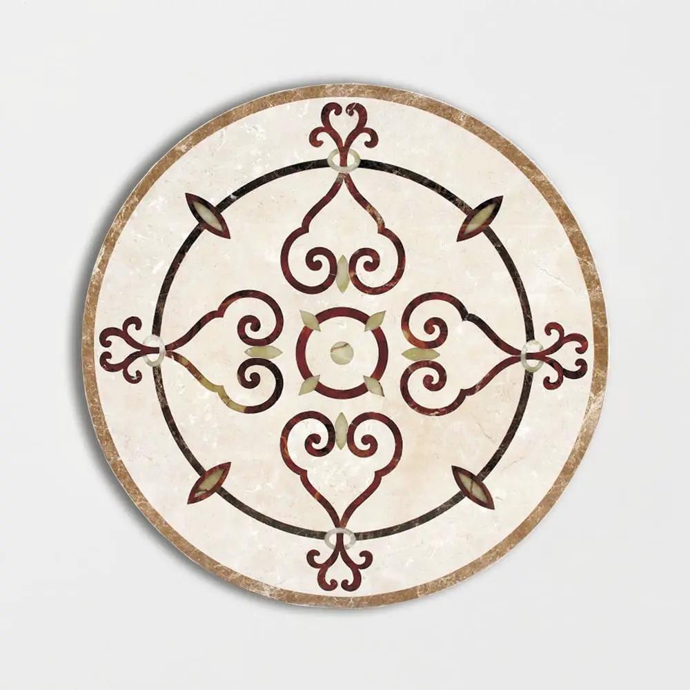 Round Aluminum Backed Multi Finish Alpine Marble Medallions 48