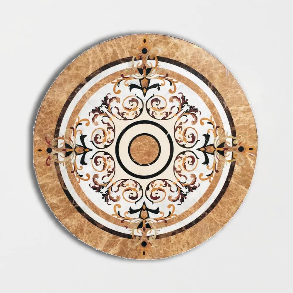 Round Aluminum Backed Multi Finish Canvas Marble Medallions 48