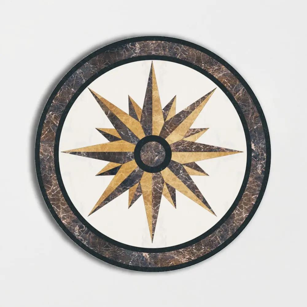 Round Aluminum Backed Multi Finish North Star Marble Medallions 48