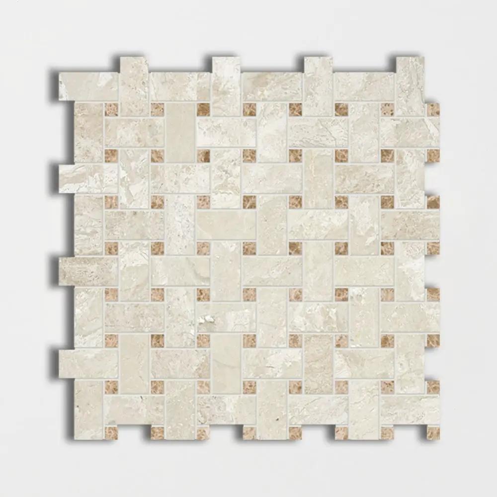 Royal Beige&emperador Light Honed Basket Weave Marble Mosaics 12x12