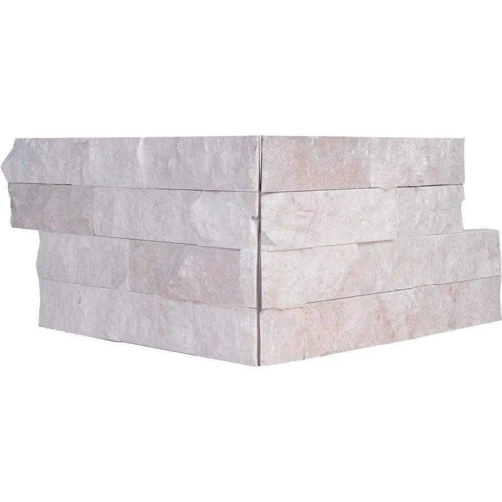 Royal Beige Rock Face Corner Marble Ledger Panel 6x12