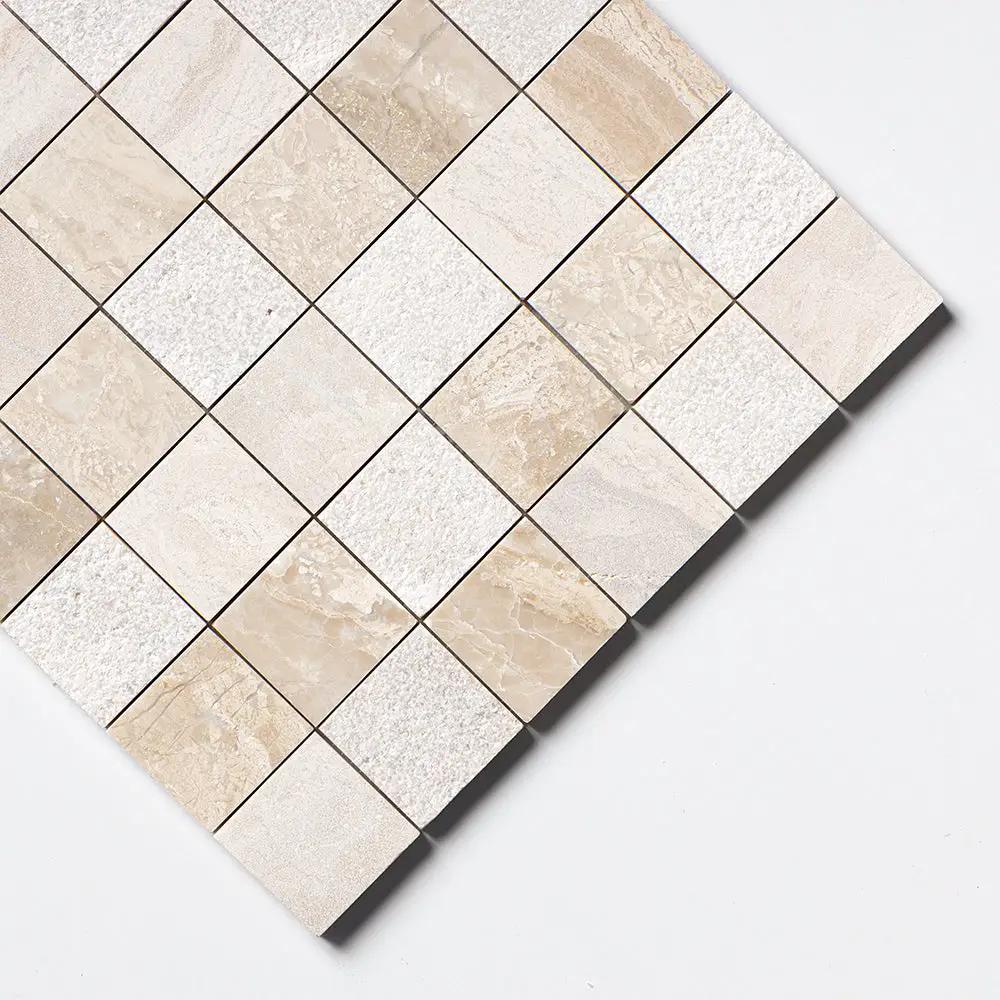 Royal Beige Textured 2x2 Marble Mosaics 12x12