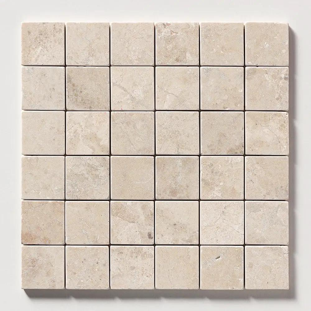 Royal Beige Tumbled 2x2 Marble Mosaics 12x12
