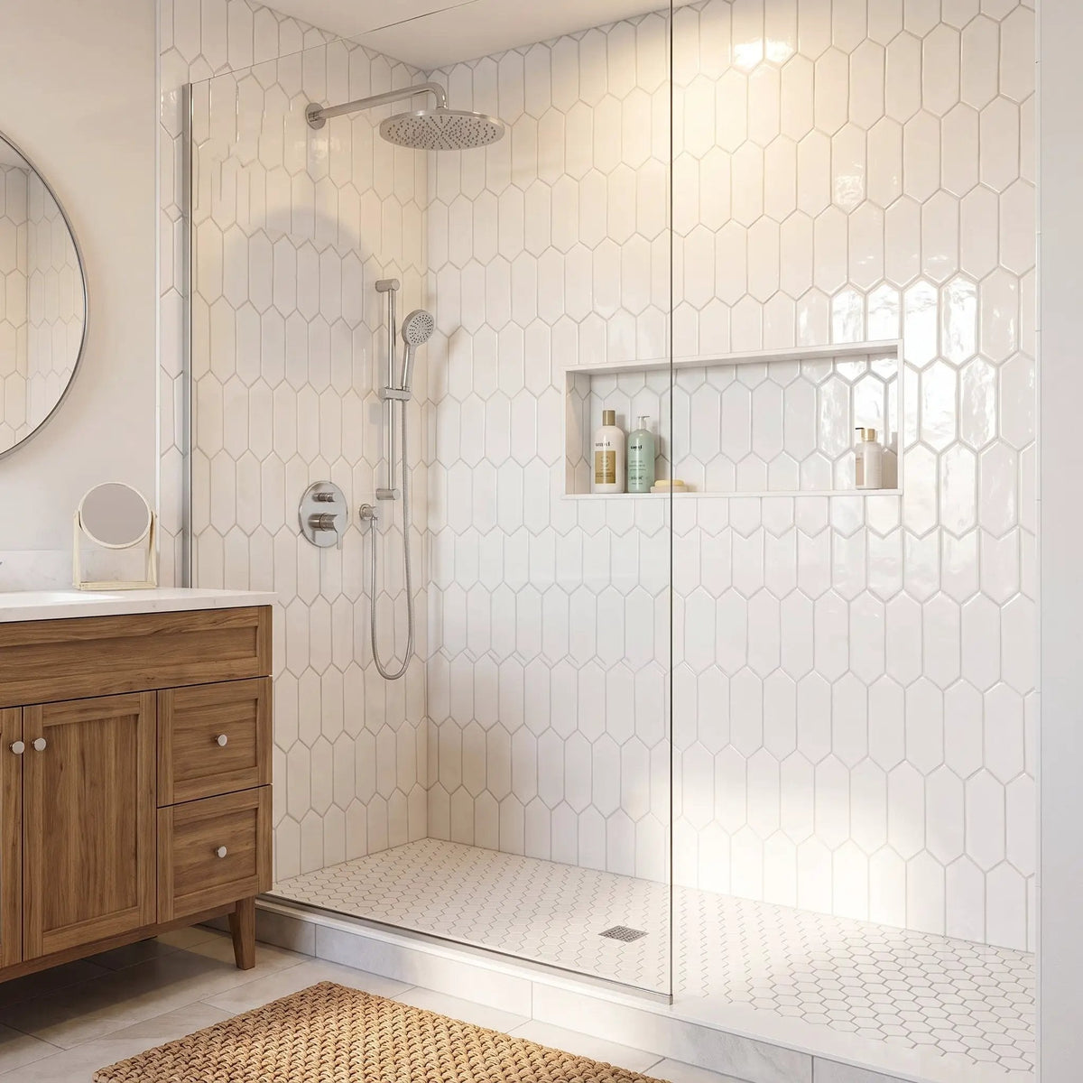 Royal White Glossy Picket Ceramic Tiles 3x6