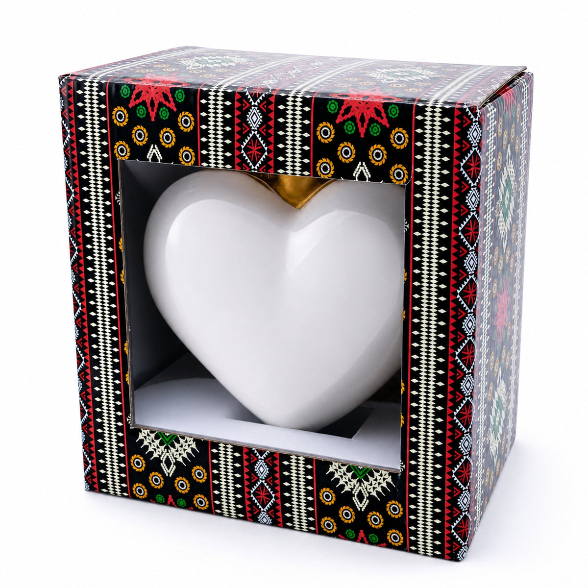 Embellished Ruby Floral Heart Glass Ornament
