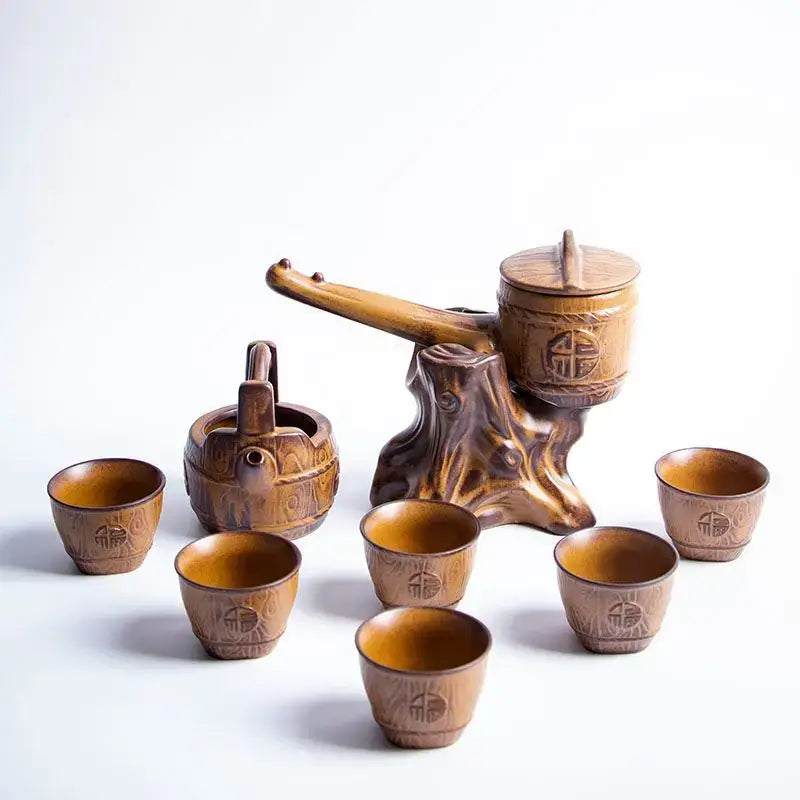 Rustic brown ceramic tea set dining room tea brewing kit