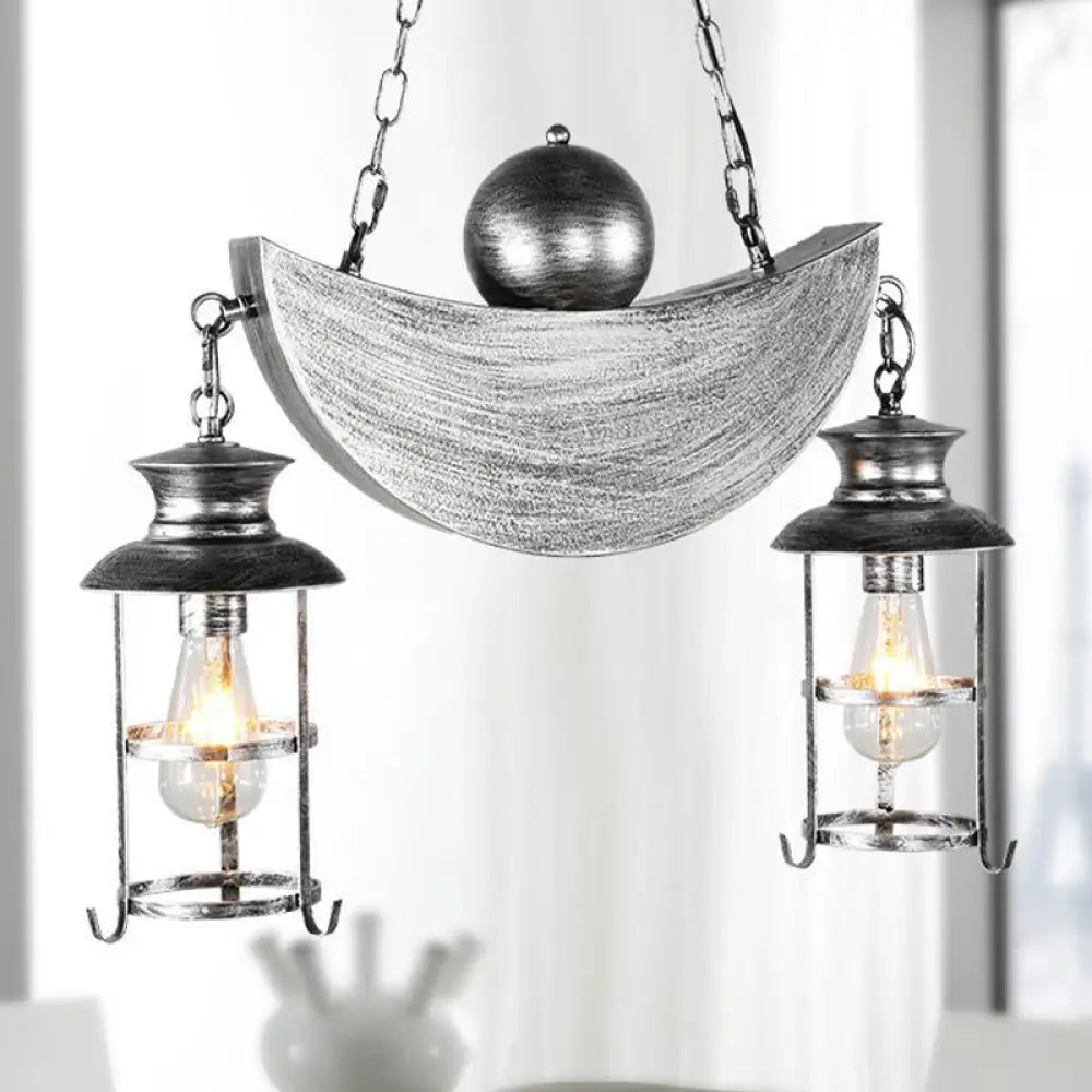 DecorBites™ Rustic Caged Shade Island Lamp with Clear Glass - Antique Brass/Aged Silver