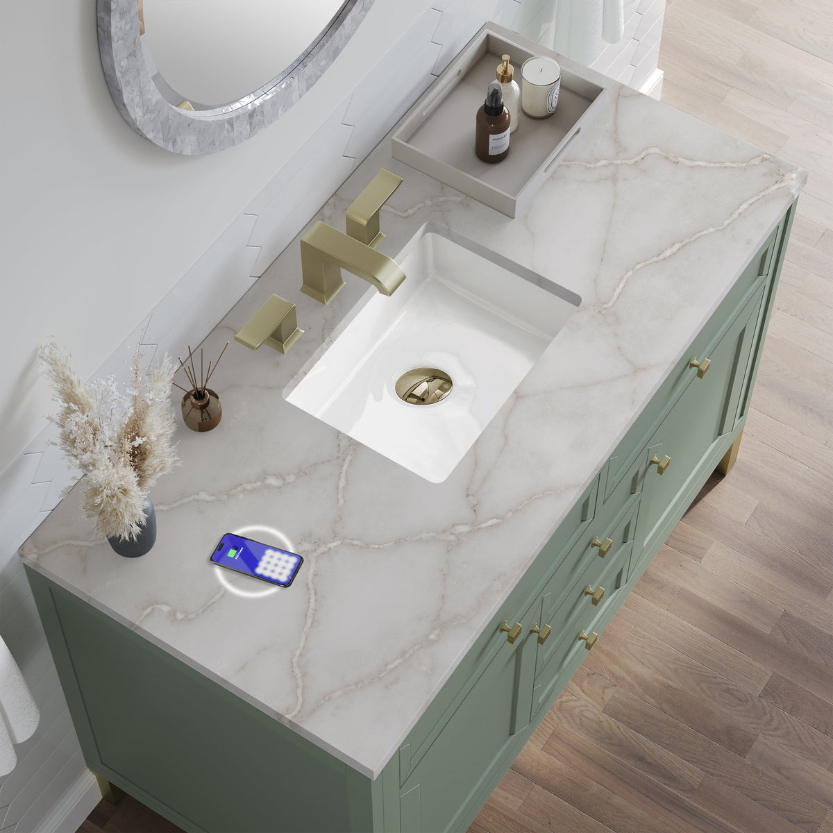 James Martin Chicago 48" Single Bathroom Vanity, Smokey Celadon