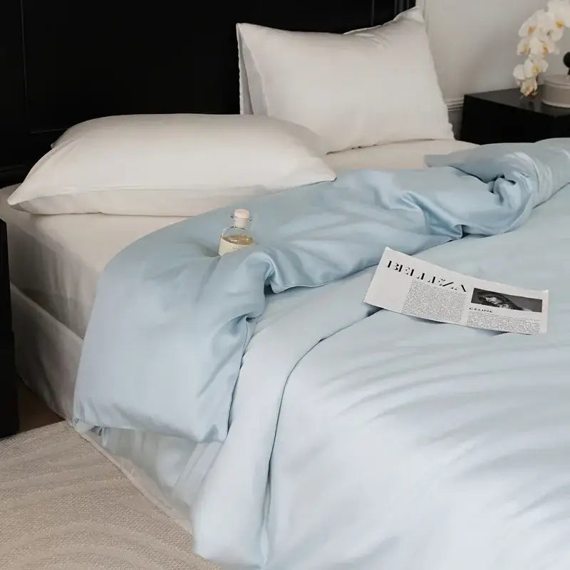 Sage green double layer satin queen duvet set bedroom bedding