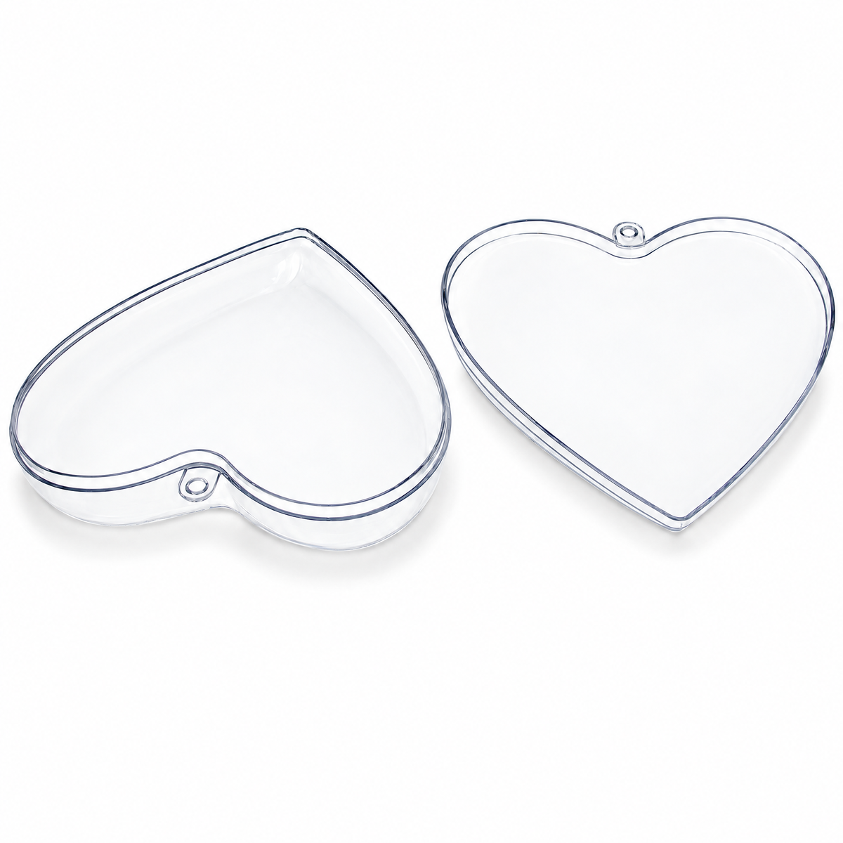 Set of 3 Clear Plastic Heart Ornament 4.6 Inches (117 mm)