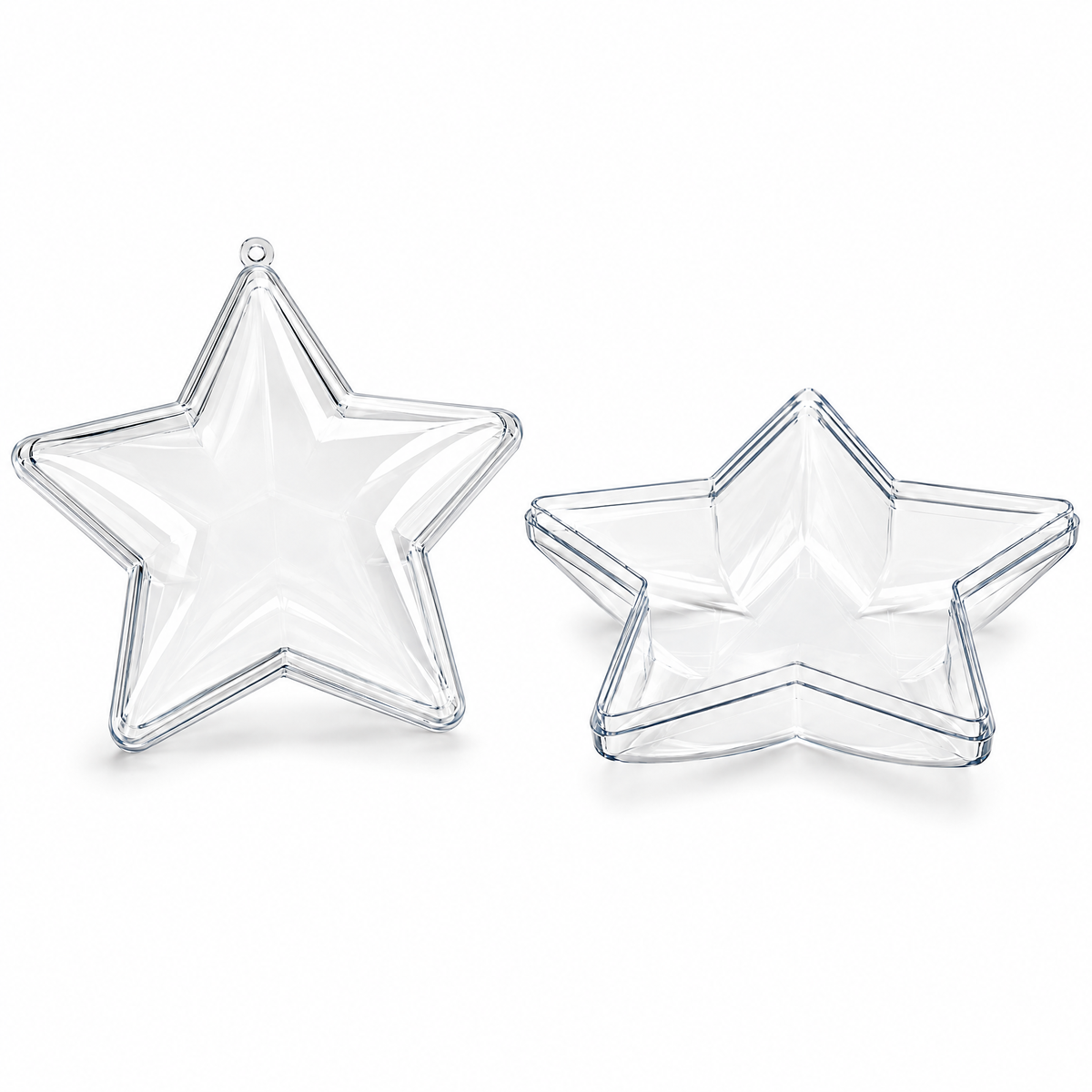 Set of 3 Clear Plastic Star Ornaments 3.25 Inches (83 mm)