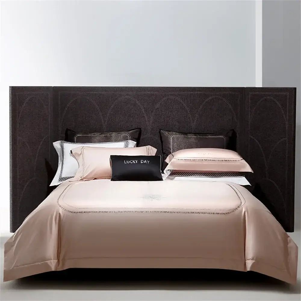 Silver cotton satin jacquard bedding set bedroom lucky day accent
