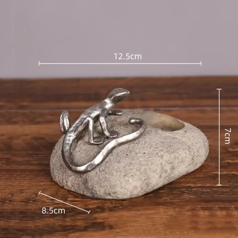 Silver gecko lizard resin candlestick living room decor figurines