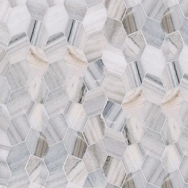 Silver Sky Polished Autumn Leaf Marble Mosaics 11 13/16x13 9/16