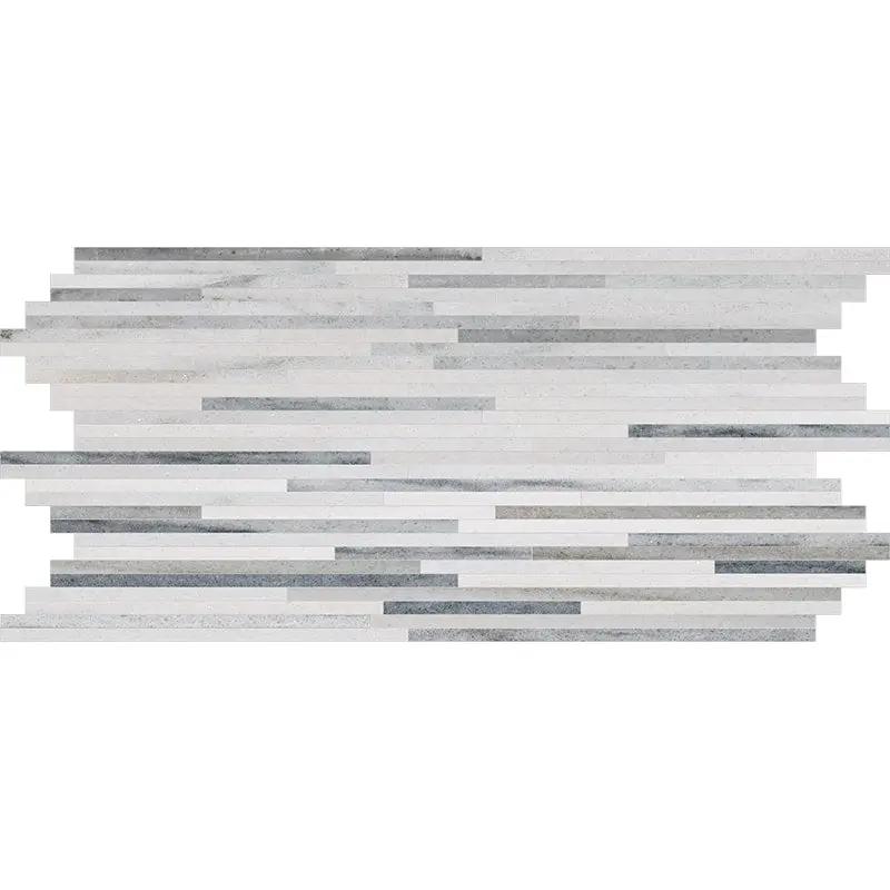 Silver Sky Polished Bamboo Marble Mosaics 6x12