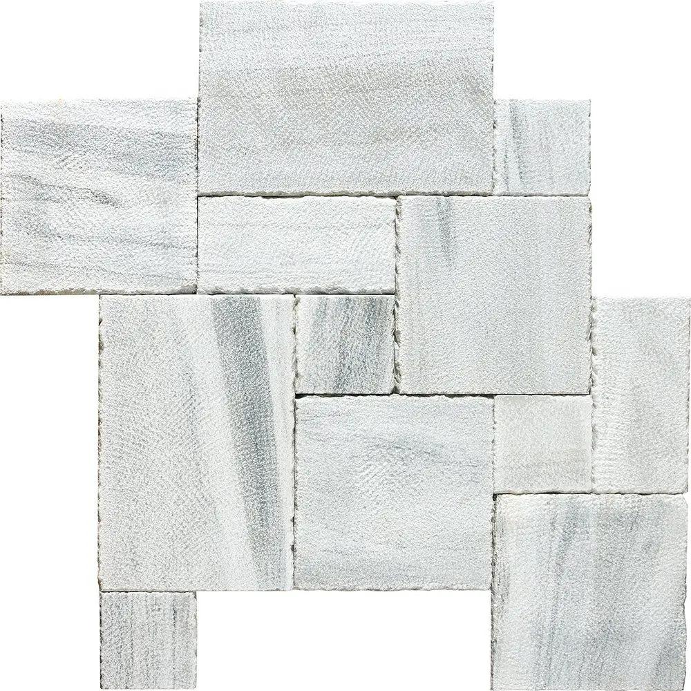 Silver Sky Reclaimed Marble Pavers Ashlar Pattern