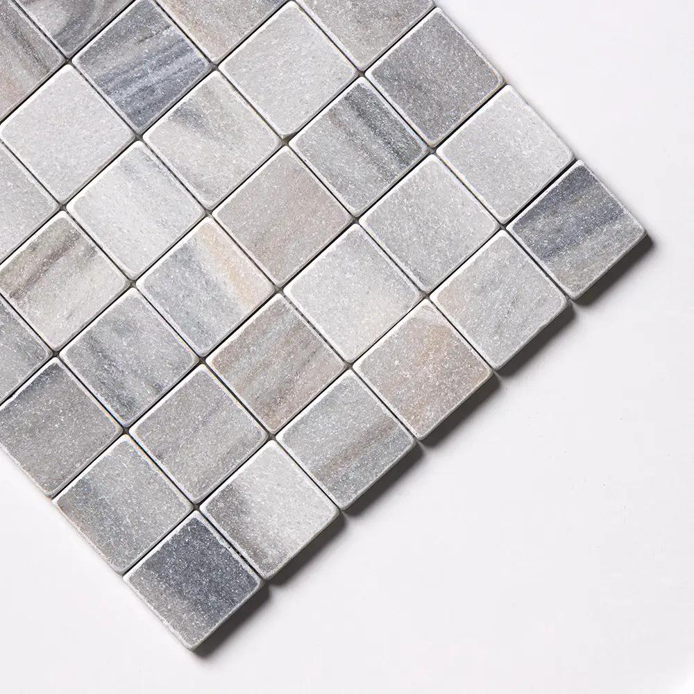 Silver Sky Tumbled 2x2 Marble Mosaics 12x12