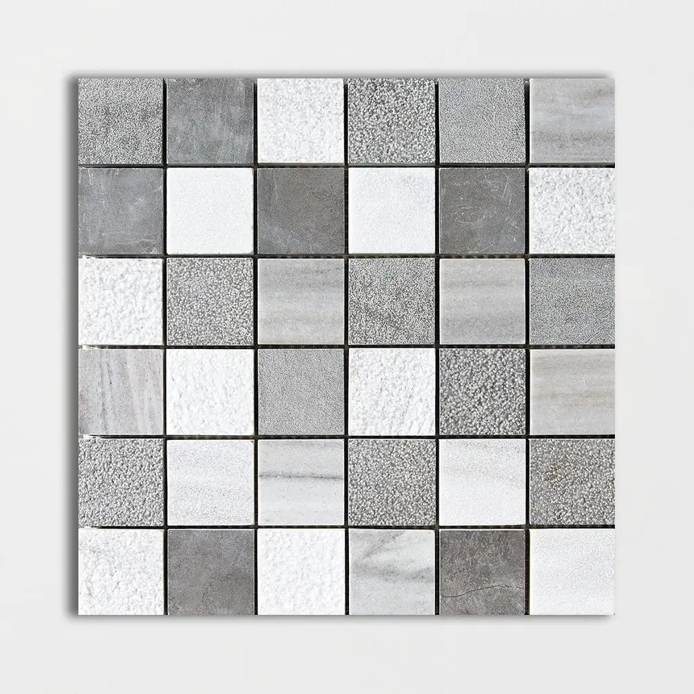 Silver Sky&gray Fousanna Textured 2x2 Marble Mosaics 12x12