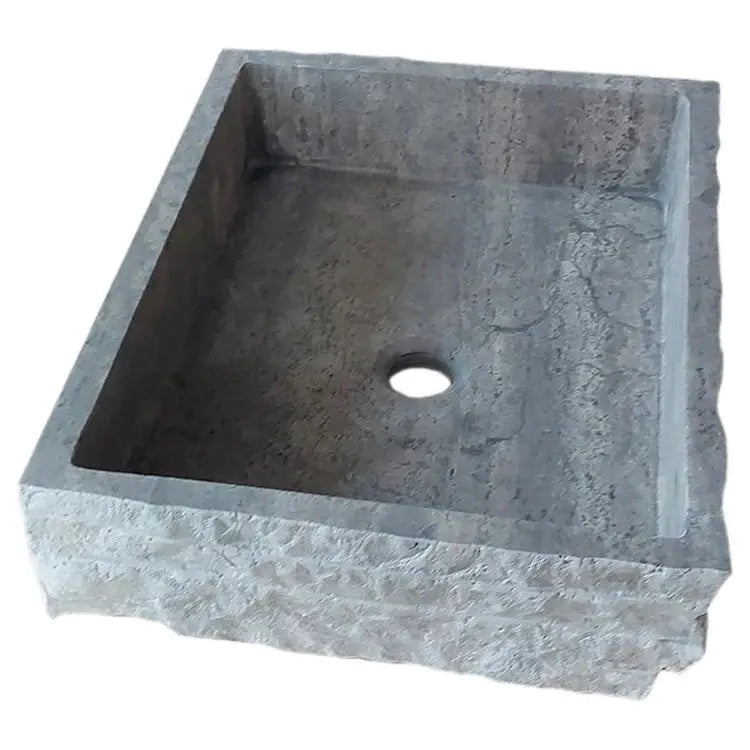 Grey Travertine Wall Mount Bathroom Sink Split Face 20x16