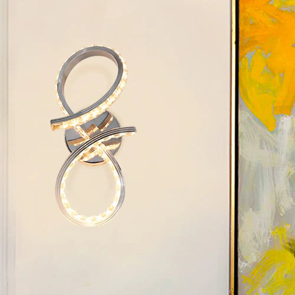 DecorBites™ Simple LED Chrome Wall Mount Lamp with Cut Crystal Deco in Warm/White Light - Stylish Metal Number Wall Lighting Ideas