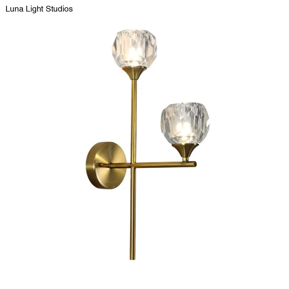 DecorBites™ Simple Style Faceted Crystal 2-Head Gold Wall Mounted Lighting