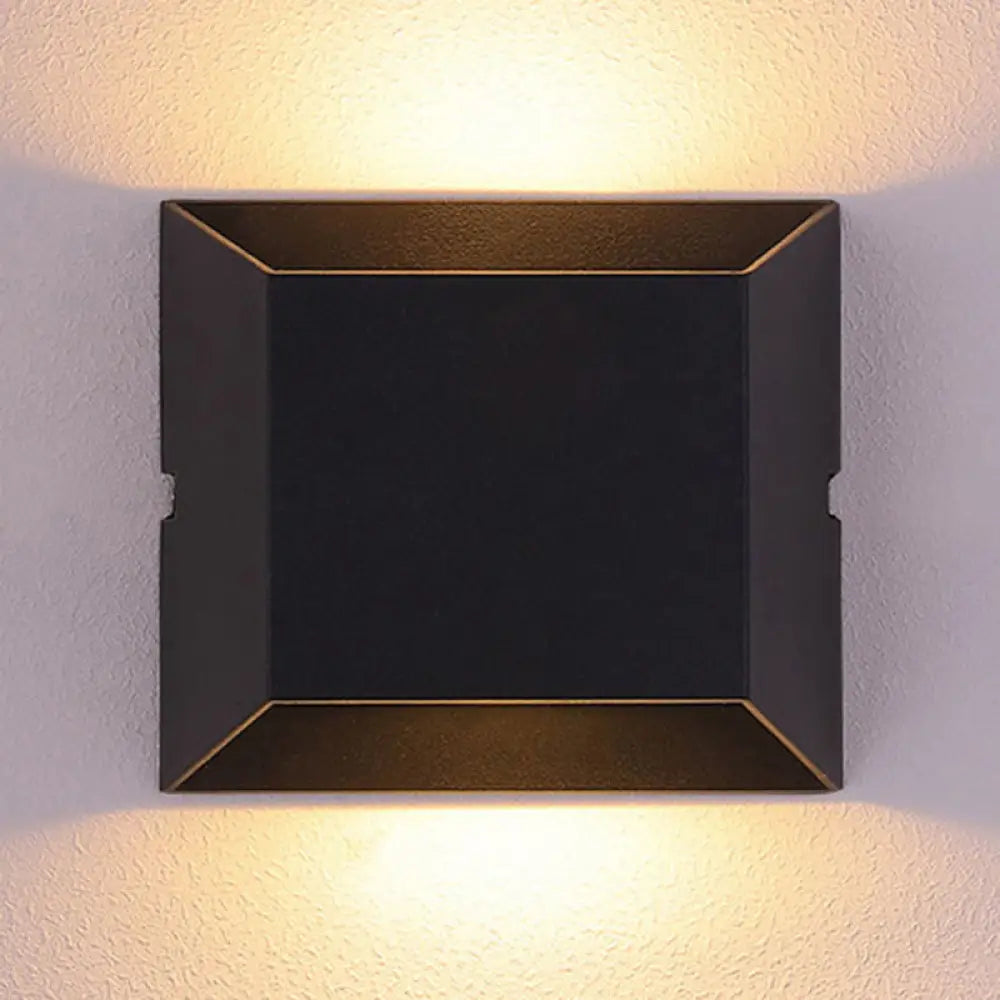 DecorBites™ Simple Style Matte Black LED Wall Sconce Lamp with Metallic Squared Shade - Warm/White Lighting for Balcony