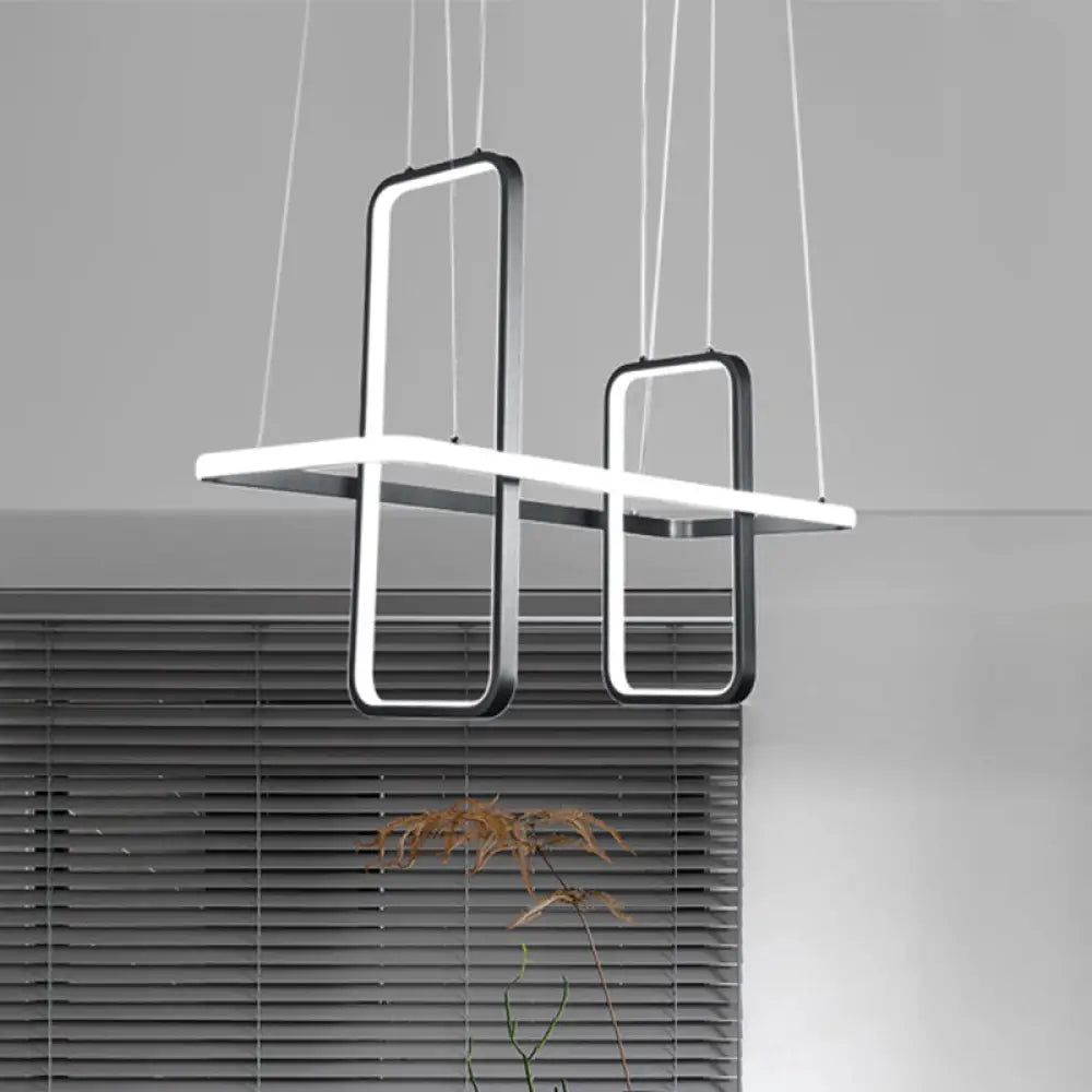 DecorBites™ Simple Style Metal Rectangle Ceiling Pendant Light with Black/Gold Finish - Warm/White Island Light Fixture