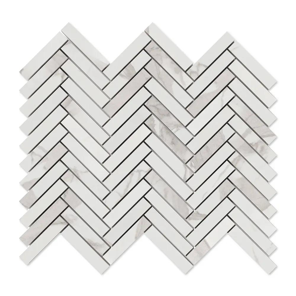 Simplicity Polished Herringbone 5/8x3 Porcelain Mosaics 10 7/16x12 13/16