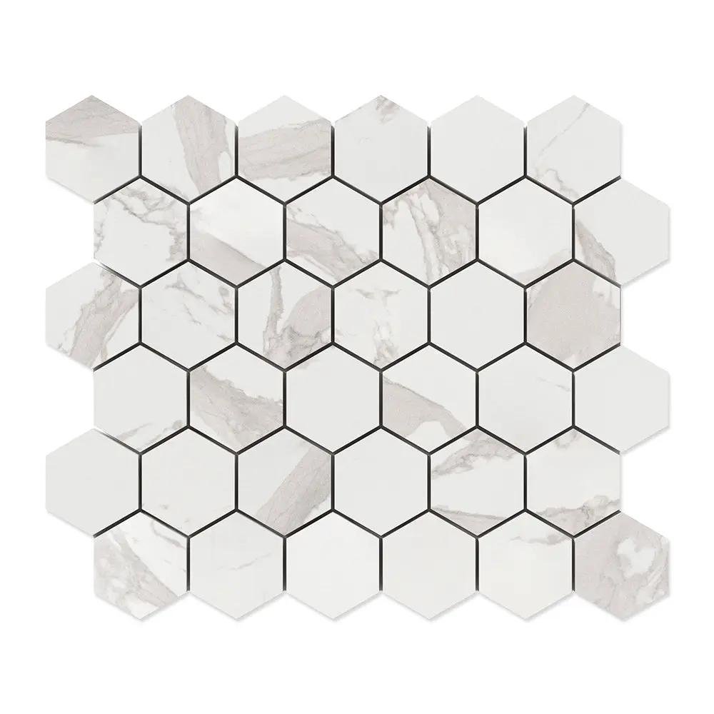 Simplicity Polished Hexagon 2 Porcelain Mosaics 10 3/8x12