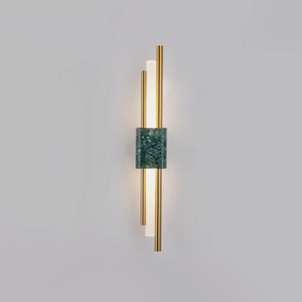 DecorBites™ Sleek Acrylic Green LED Wall Sconce with Marble Trim