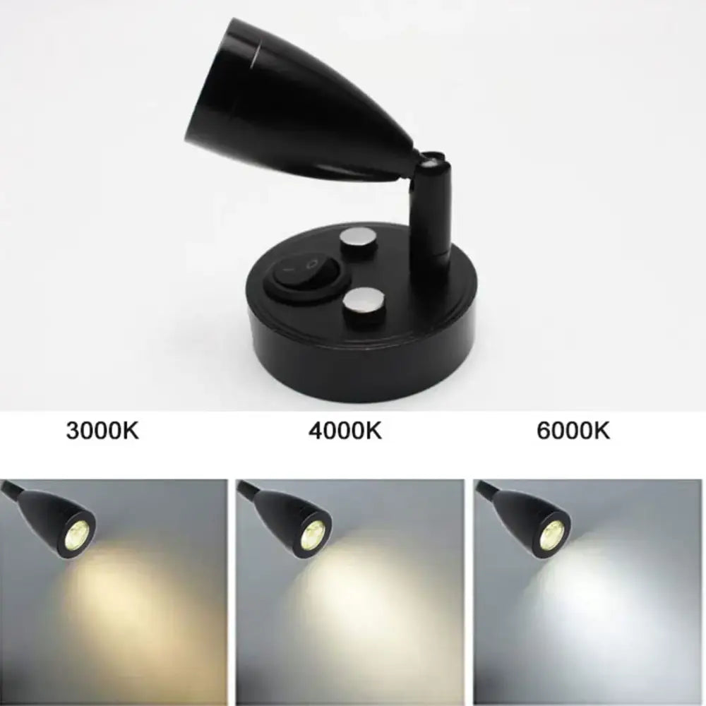 Sleek black adjustable led reading lamp for rv and bedroom interior