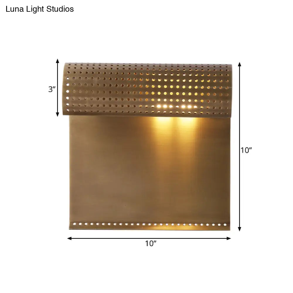 DecorBites™ Sleek Brass Wall Sconce: Scrolled Design, Wall Mounted, 1-Bulb, Ideal for Bedroom Lighting