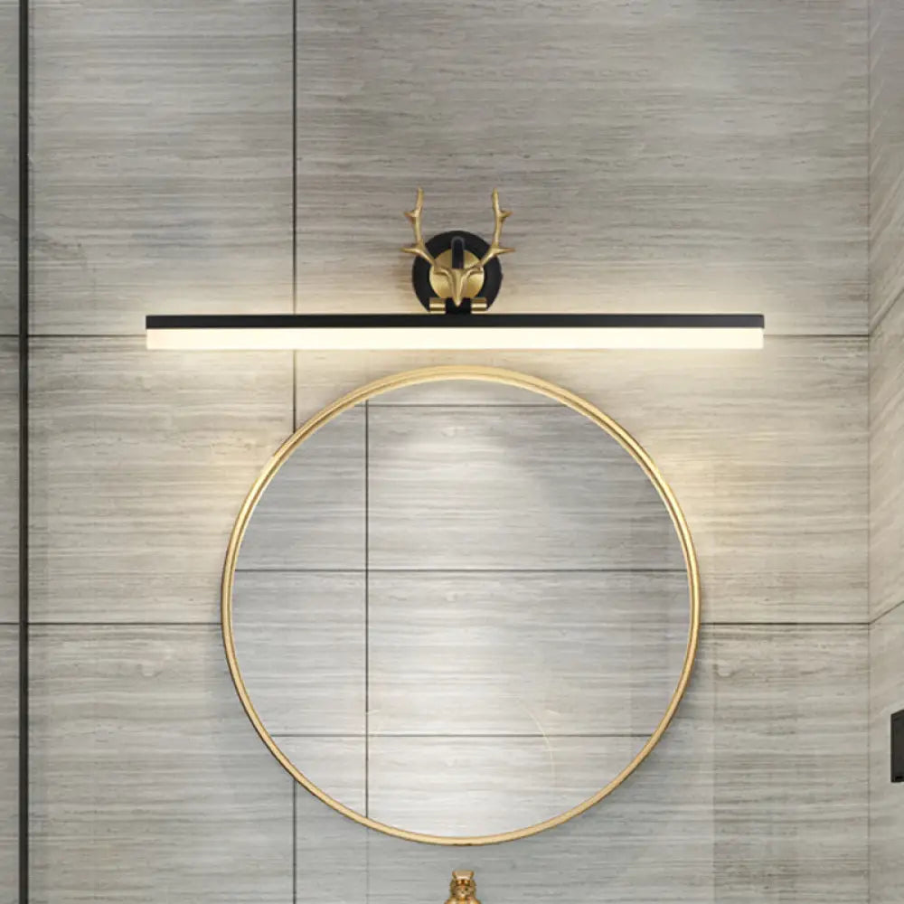 DecorBites™ Sleek LED Antler Wall Mount Lamp with Acrylic Shade in Warm/White Light - Black Linear Vanity Light