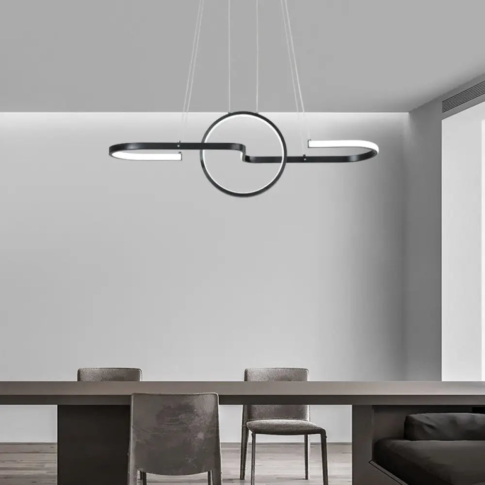 DecorBites™ Sleek Ring and Curve Dining Room Pendant Light with LED Ceiling Mount – Minimalistic Metal Simplicity