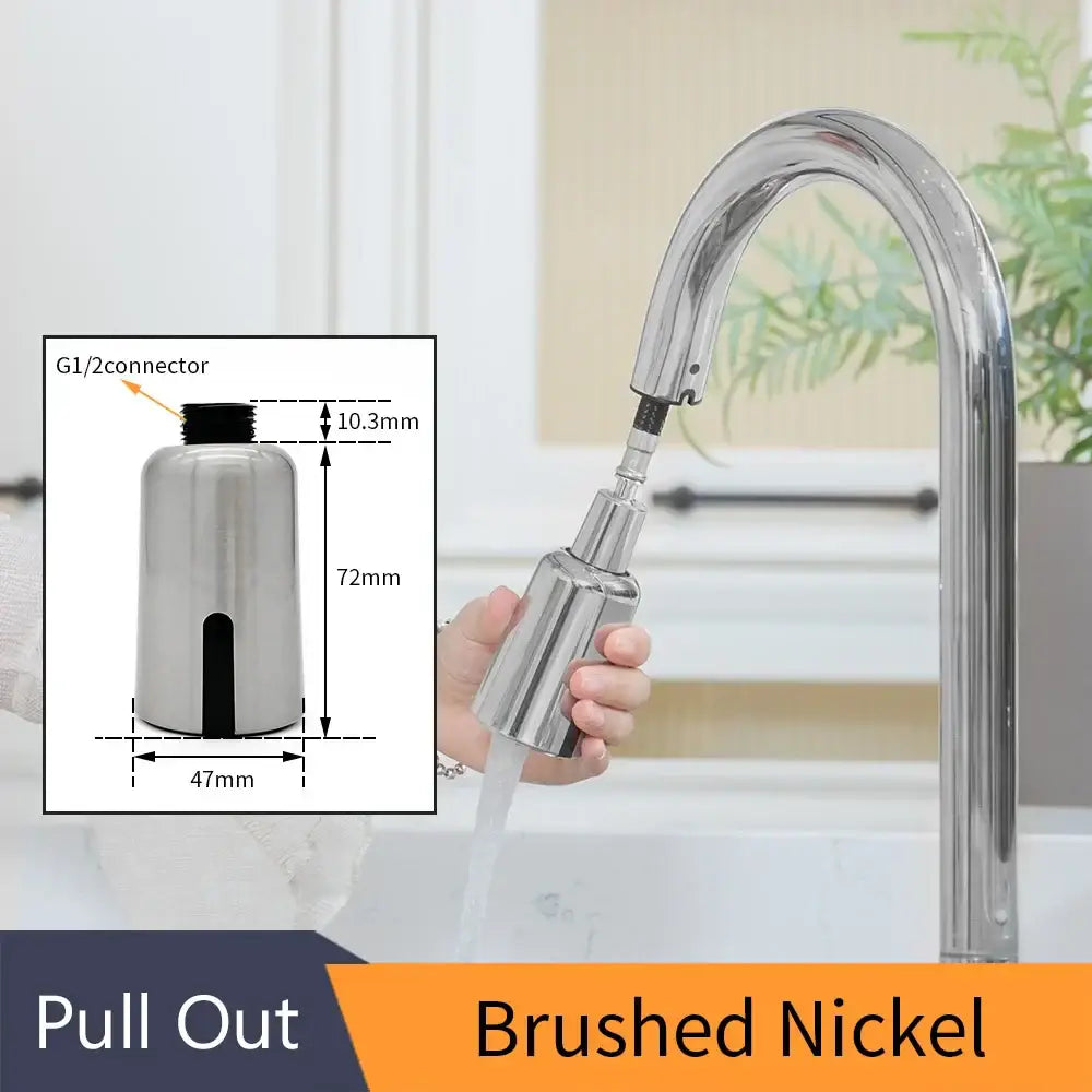Sleek silver touchless kitchen faucet sensor usb charging adapter