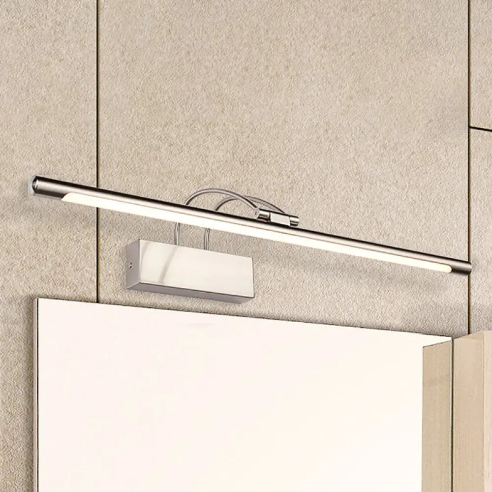 DecorBites™ Sleek Tube Vanity Wall Light - Metal, LED Bathroom Sconce in Nickel/Brushed Brass - 18"/21.5" Width - Warm/White Lighting
