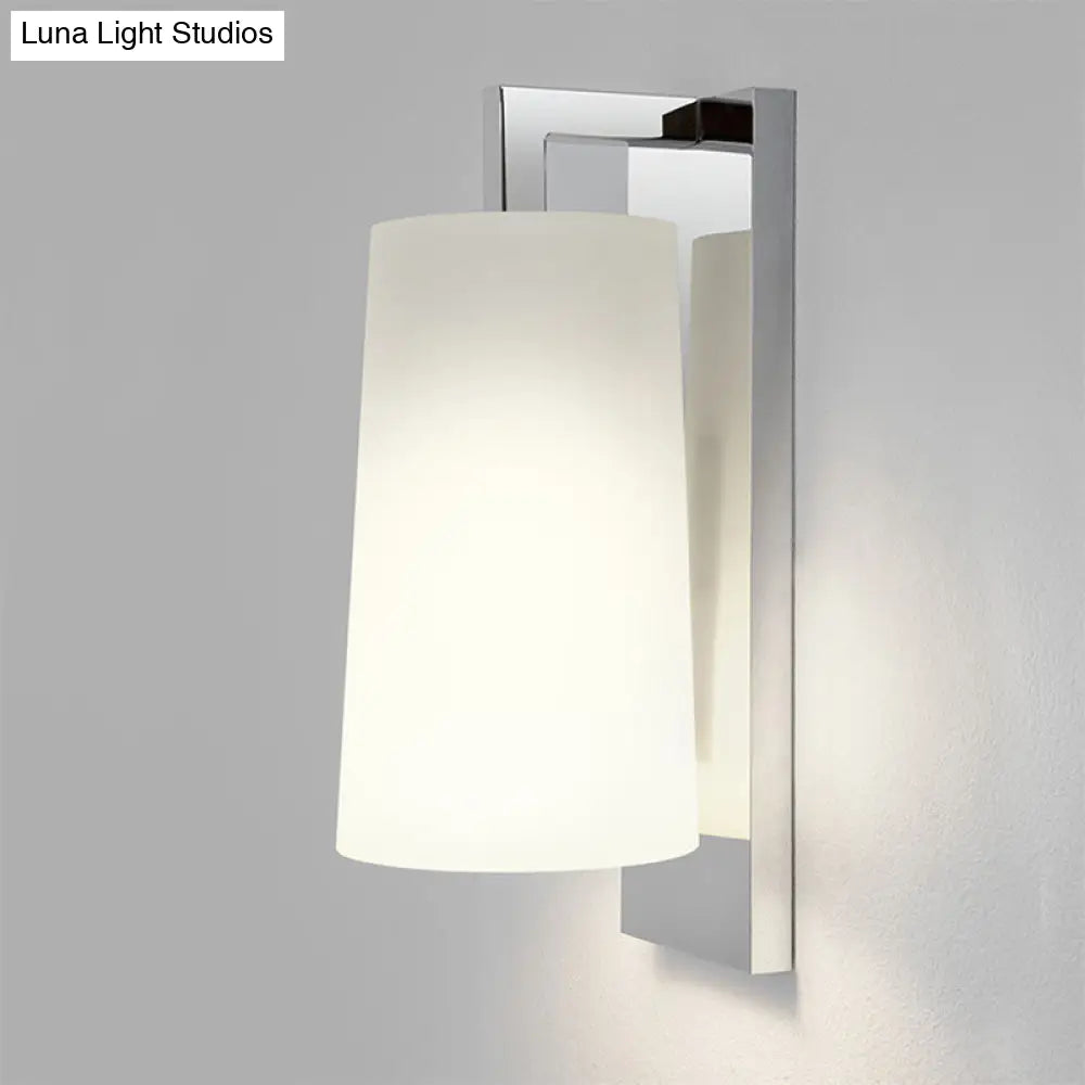 DecorBites™ Sleek White Sconce with Chrome Arm - Fabric Wall Lighting for Simplistic Illumination