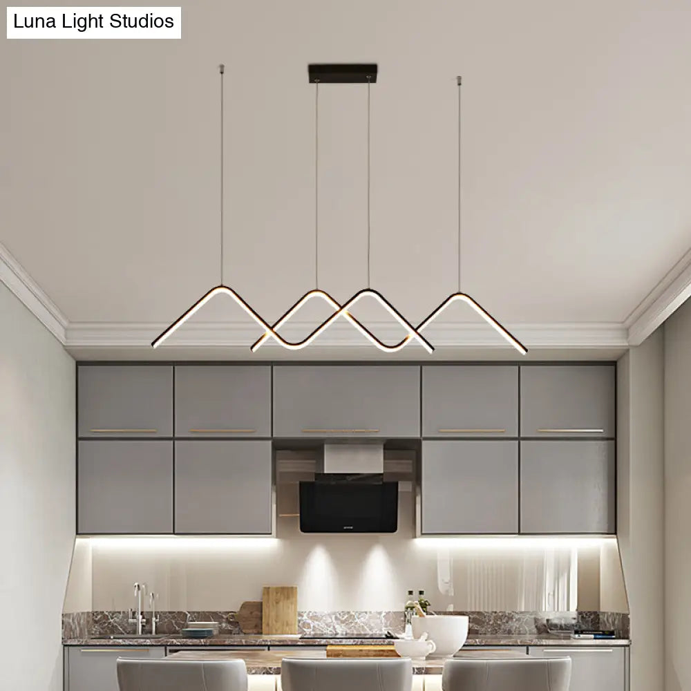 DecorBites™ Sleek Zigzag Suspension LED Ceiling Lamp in Black - Minimalist Metal Light Fixture for Restaurants