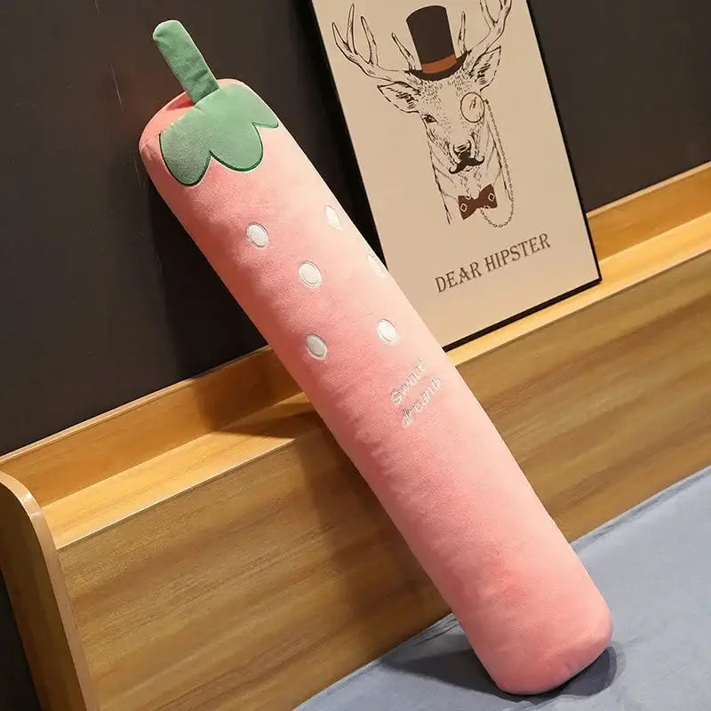 Smiling carrot orange & green cylindrical long pillow bedroom decor