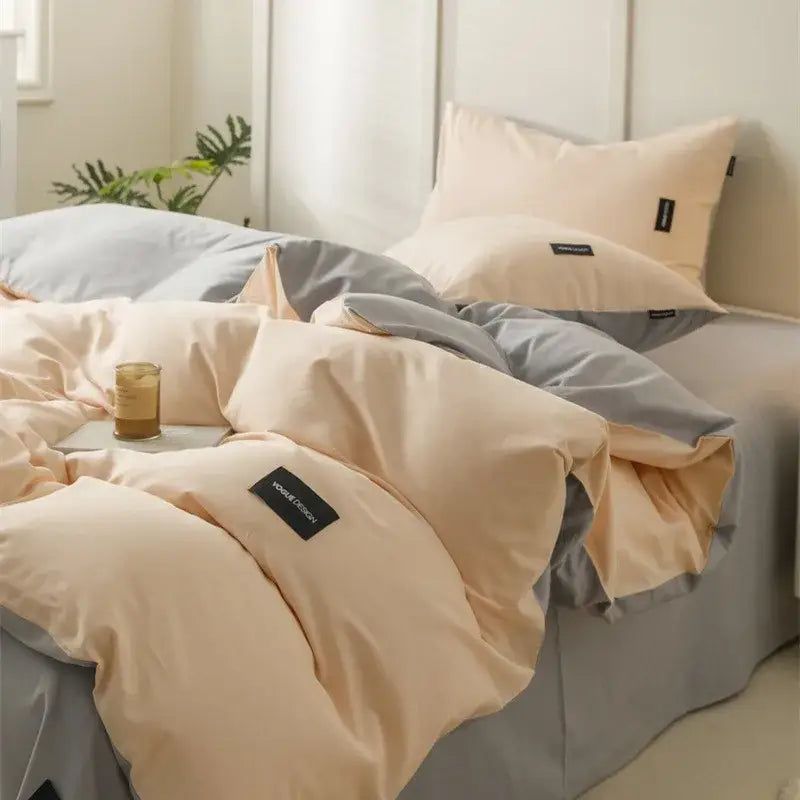 Soft cream cotton bedding set bedroom duvet with pillowcases