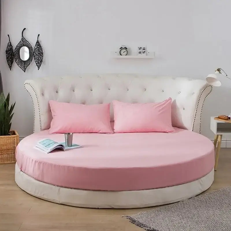 Soft dark gray cotton round bed sheet set bedroom bedding