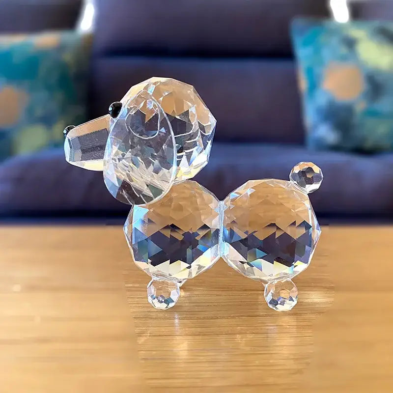 Sparkling clear crystal dog figurine bedroom decor ornament
