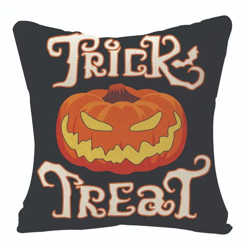 Spooky halloween pumpkin linen cushion cover set for living room sofa