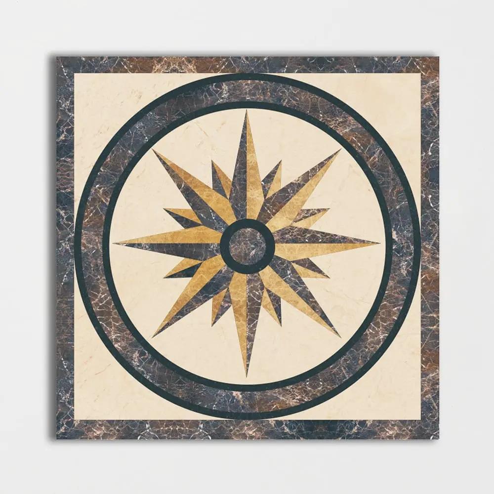 Square Aluminum Backed Multi Finish North Star Marble Medallions 24