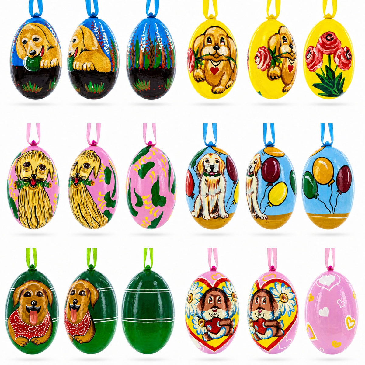 Golden Retriever and Labrador Wooden Christmas Ornaments 3 Inches