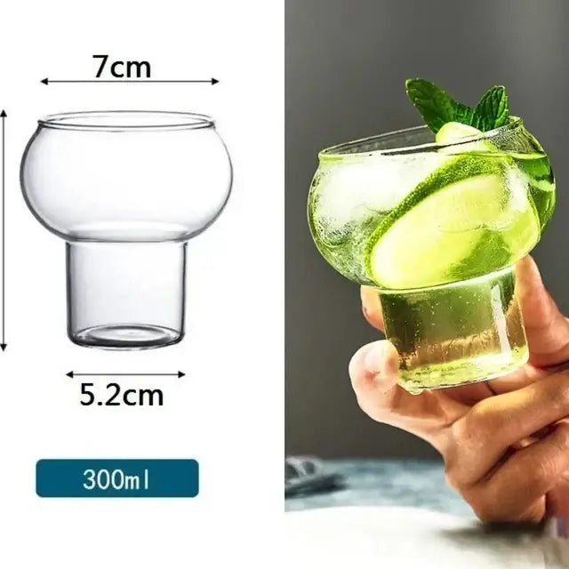 Stacked ribbed glass cold brew coffee cup kitchen tumbler
